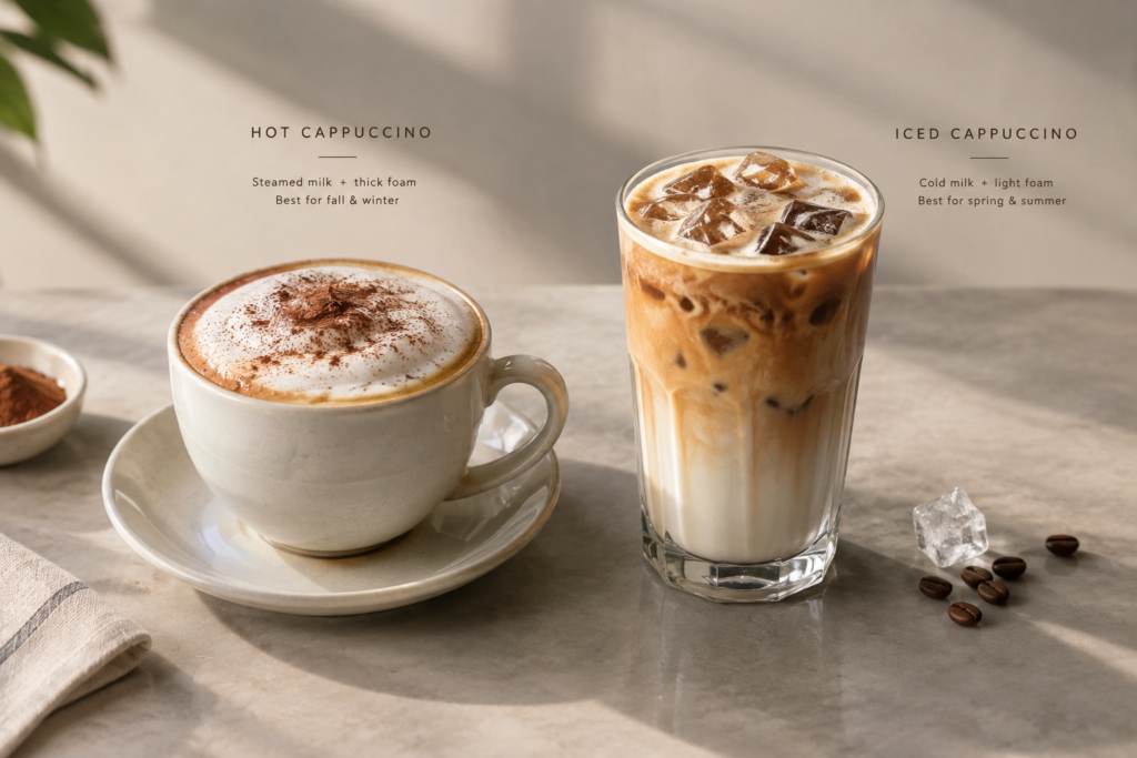 Hot vs Iced Cappuccino